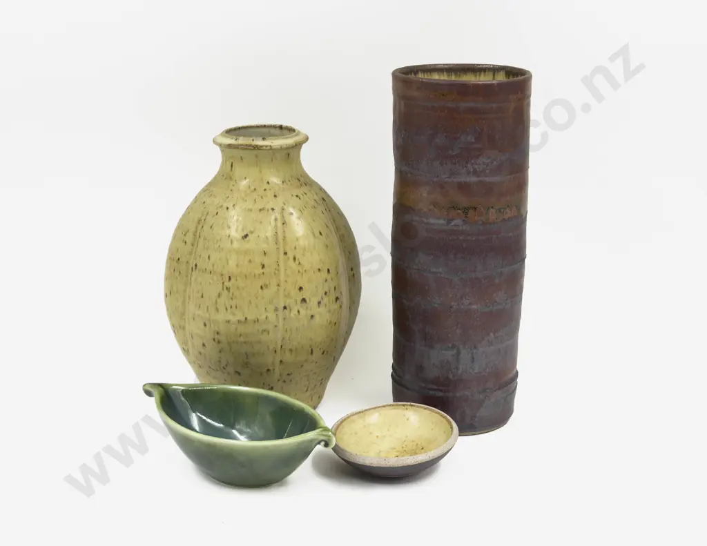 Two Margaret Sumich Vases together with Small Royce McGlashen Dish & Other Image 1++