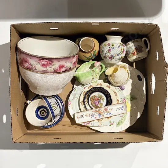 Box Qty of Assorted China incl Belleek & RD Bunnykins