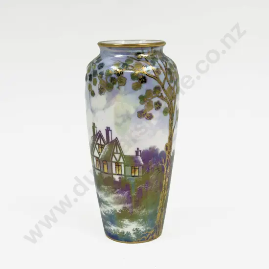 Aynsley Lustre Vase Featuring Tudor Mansion