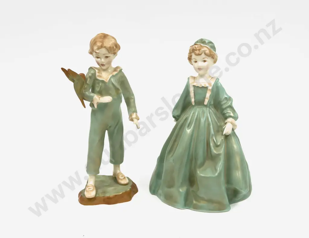 Two Royal Worcester F.G. Doughty Figures - "Grandmother's Dress" and "The Parakeet" Image 1++