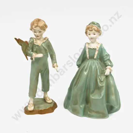 Two Royal Worcester F.G. Doughty Figures - "Grandmother's Dress" and "The Parakeet"
