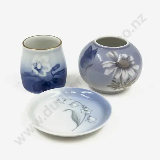 Small Royal Copenhagen Vase together with Two Pces of B & G