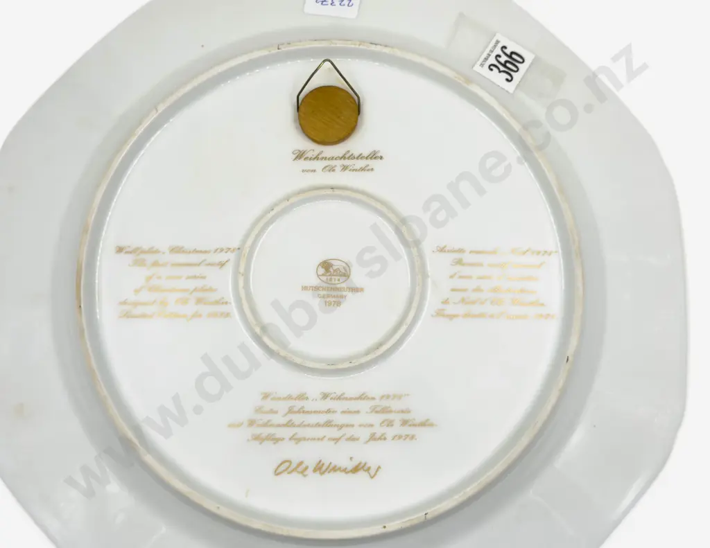 Hutschenreuther "Ole Winther" Comm. Christmas Wall Plate Image 1++