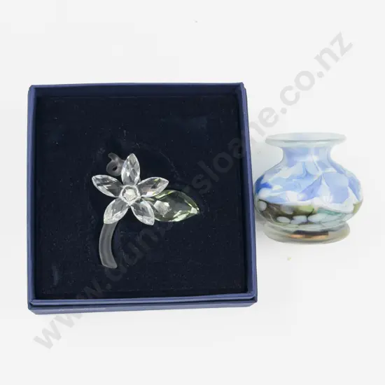 Boxed Swarovski Ornament together with Small Isle of Wight Glass Vase