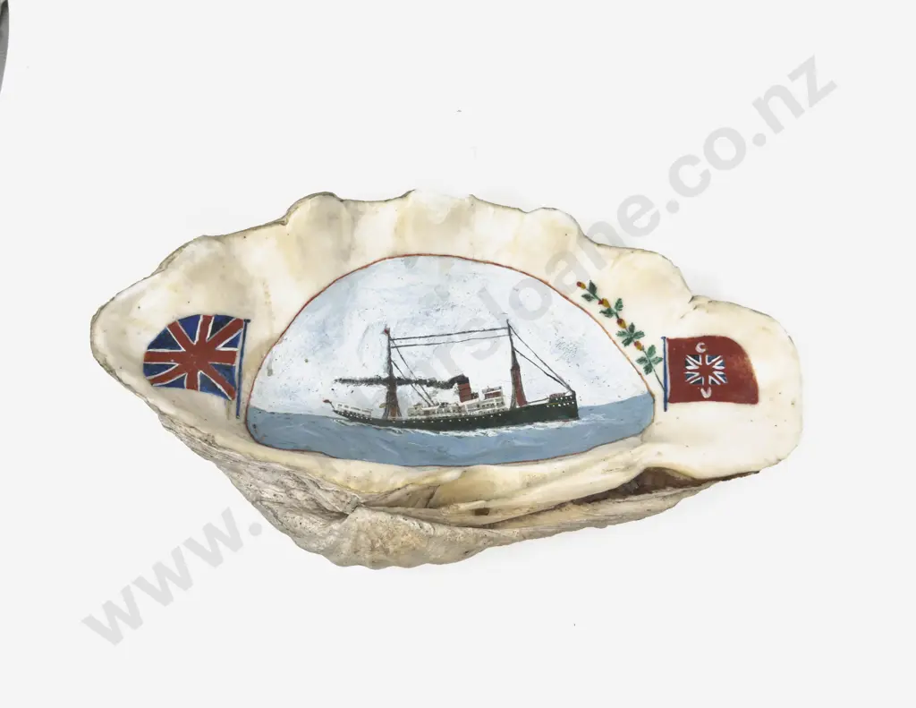 Large Nautical Themed Handpainted Vintage Clam Shell Image 1++