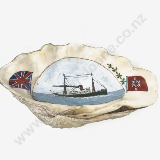 Large Nautical Themed Handpainted Vintage Clam Shell