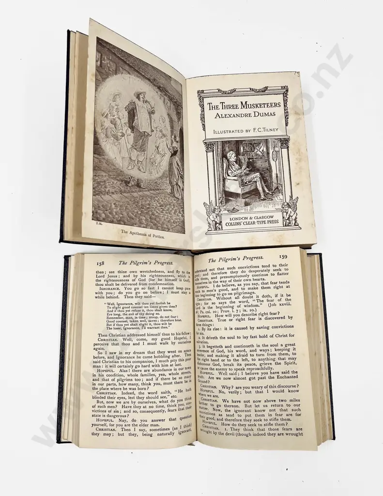 The Three Musketeers by Alexandre Dumas together with The Pilgrim's Progress by John Bunyan Image 1++