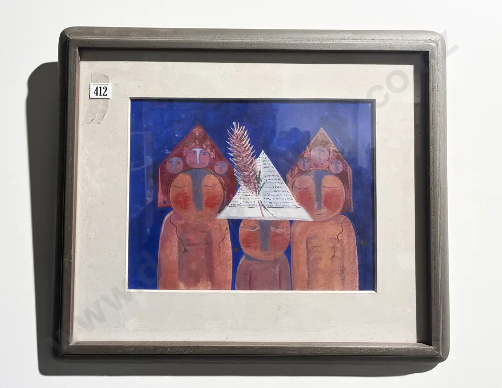 Stylised Figural Study - Indistinctly Signed - Mixed Media on Paper Image 1++