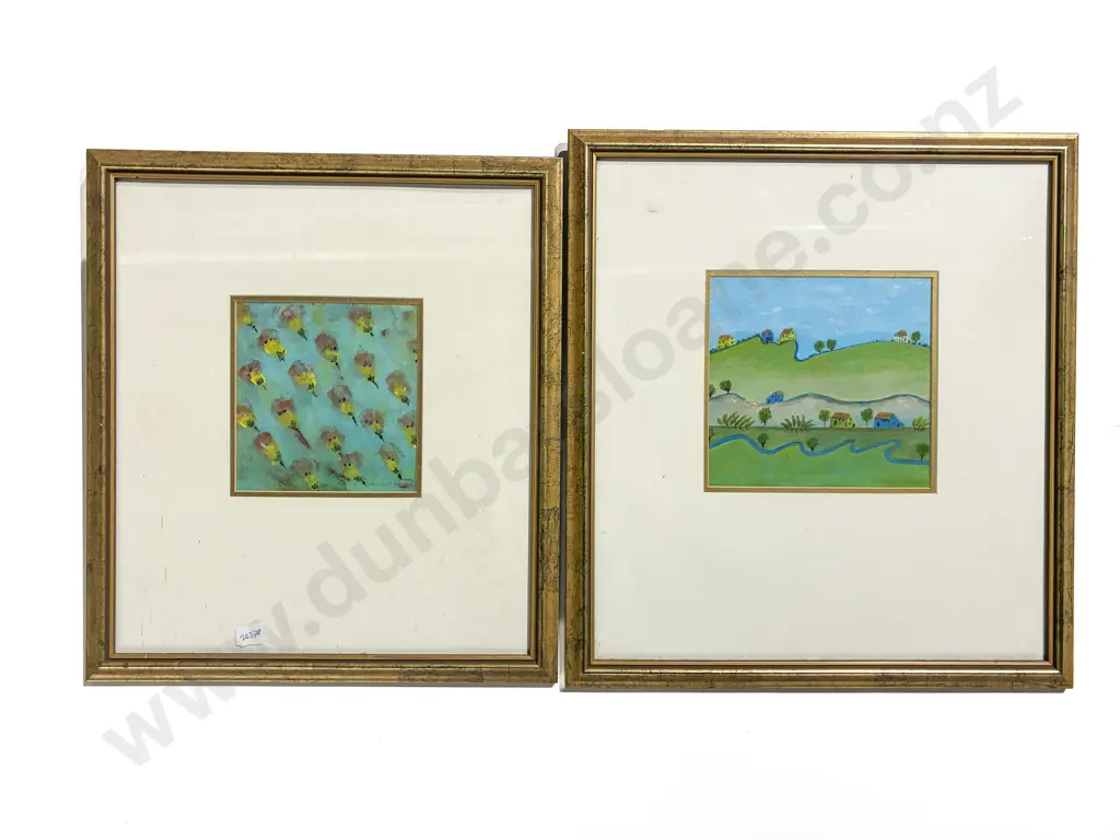 Adrian Stewart - Two Landscape Works - Acrylic on Paper Image 1++