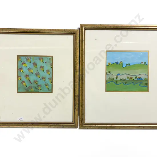 Adrian Stewart - Two Landscape Works - Acrylic on Paper