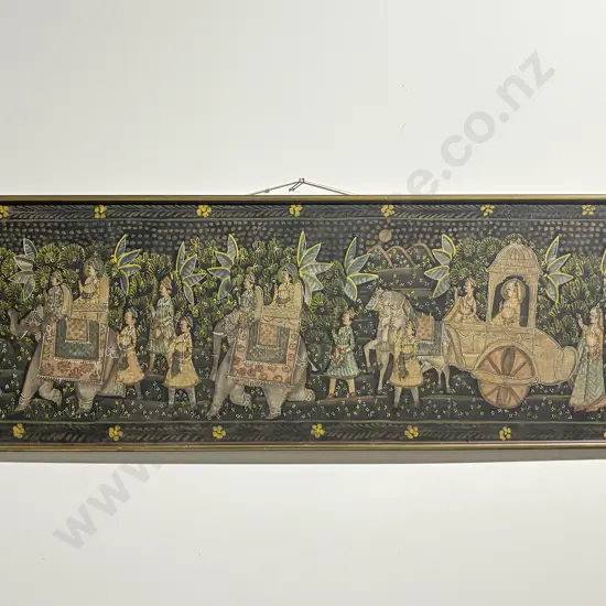 Indian Moghul School Painting on Silk - Procession