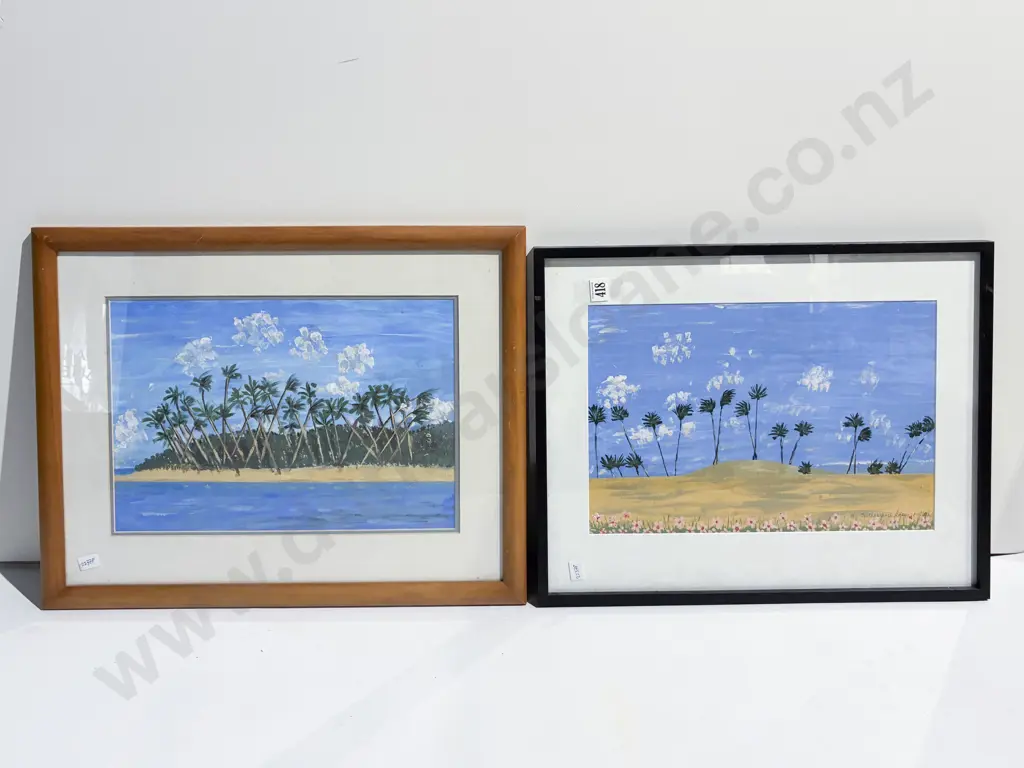 A Suthertland Stewart - Two Coastal Studies - Acrylic on Paper Image 1++
