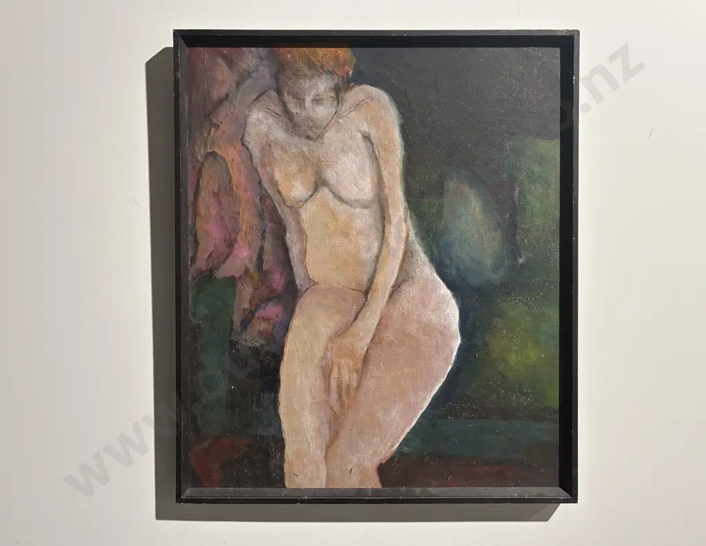 Unknown Artist - Green Couch - Oil on Board Image 1++