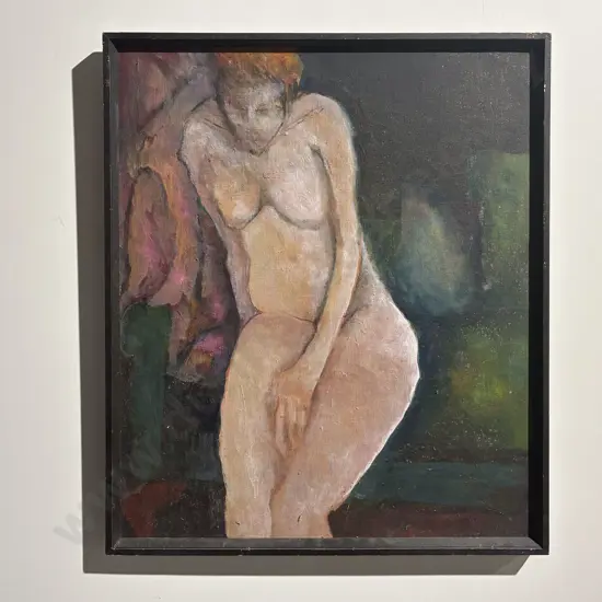 Unknown Artist - Green Couch - Oil on Board