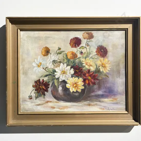 P. M. Robertson - Floral Still Life - Oil on Board