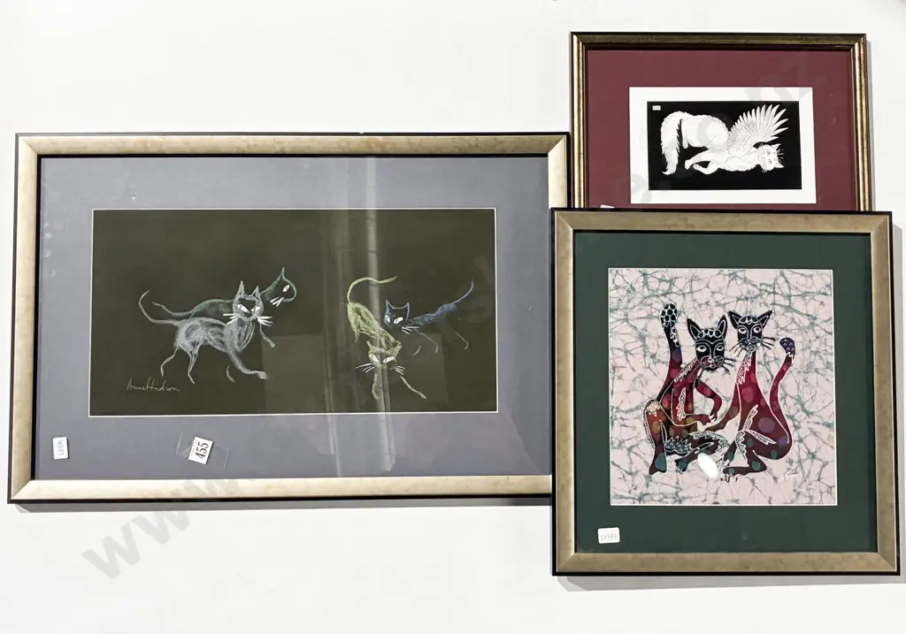 Three Assorted Artworks Depicting Cats Image 1++