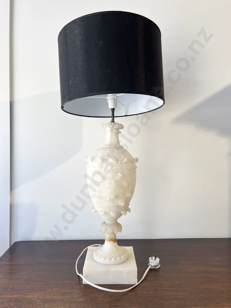 Vintage Carved Alabaster Vase Form Table Lamp Image 1++