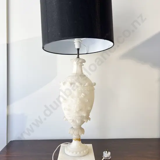 Vintage Carved Alabaster Vase Form Table Lamp