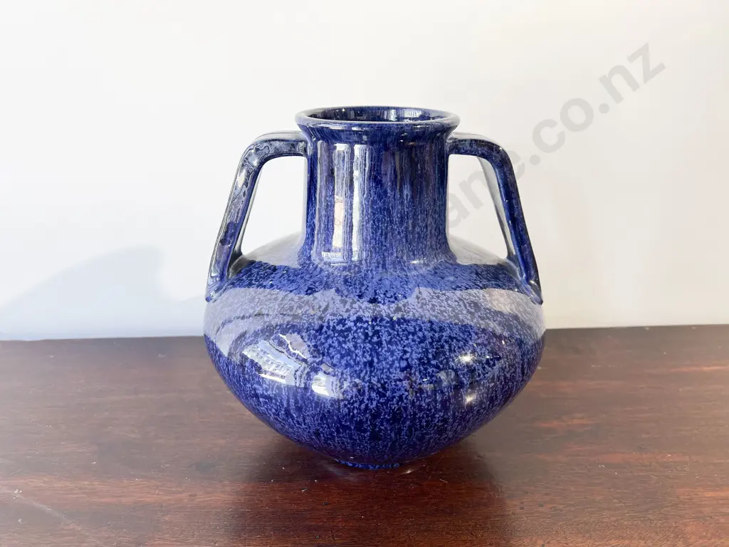 Bretby Blue Glazed Double Handled Vase Image 1++