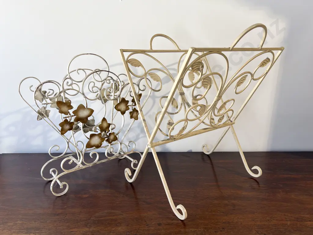 Two Mid C20th Wrought Metal Magazine Racks Image 1++