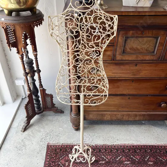 Decorative Wrought Metal Mannequin Bust on Stand
