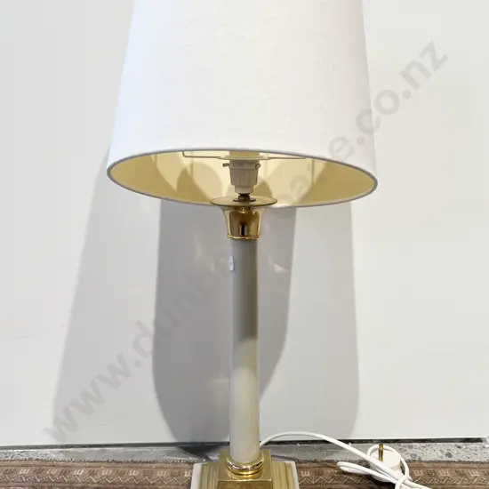 Brass And Faux Marble Table Lamp