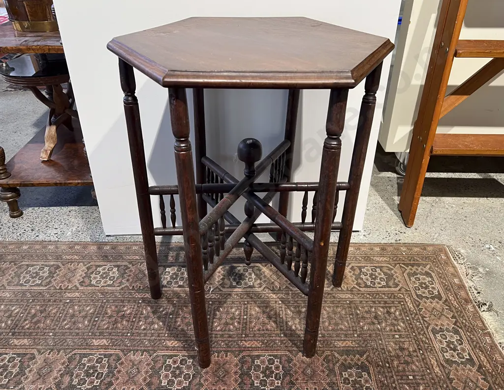 Vict Hexangonal Mahogany Side Table Image 1++