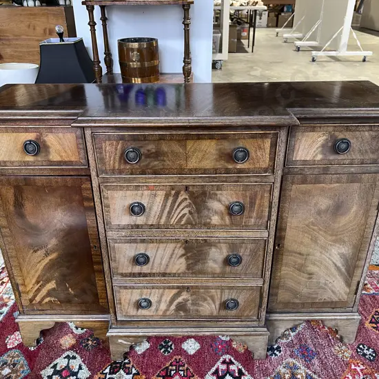 Geo III Style Small Proportioned Mahogany Breakfront Sideboard