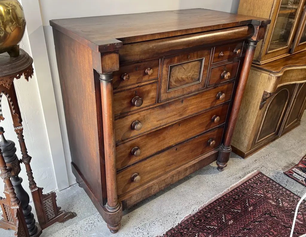 Vict Mahogany Scotch Chest with Faux Central Drawer Image 1++