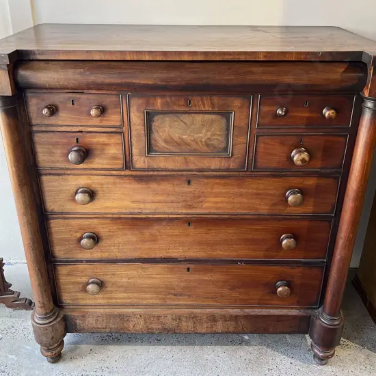 Vict Mahogany Scotch Chest with Faux Central Drawer