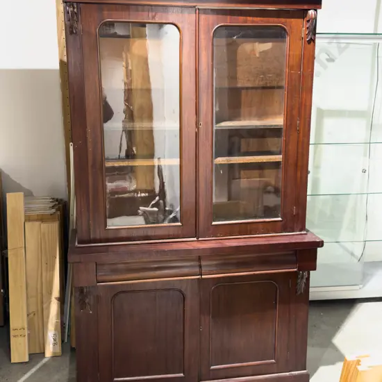 Victorian Mahogany Bookcase Cabinet