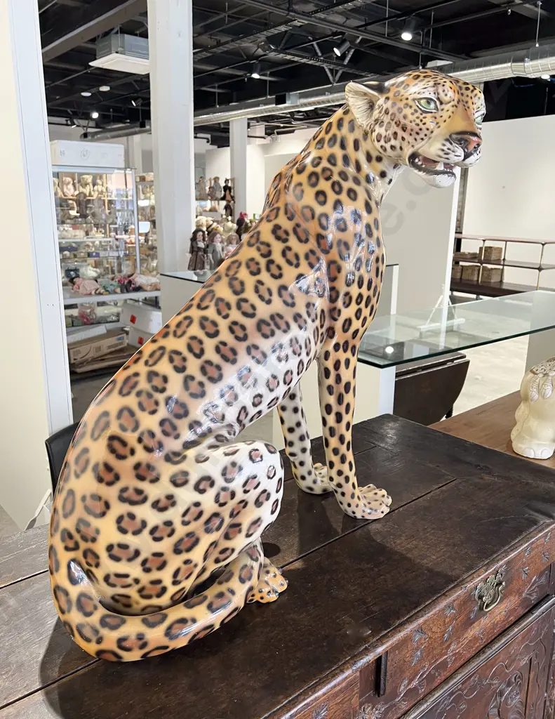 Mid C20th Italian Ceramic Cheetah Floor Sculpture Image 1++