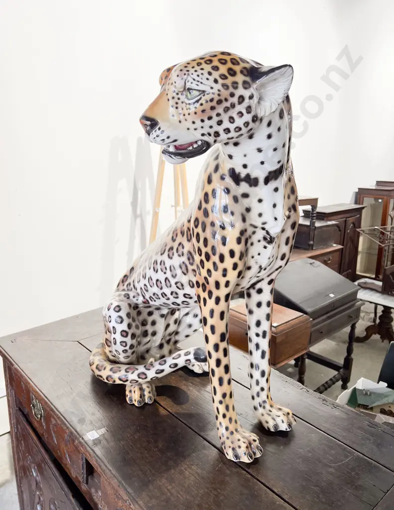 Mid C20th Italian Ceramic Cheetah Floor Sculpture Image 1++
