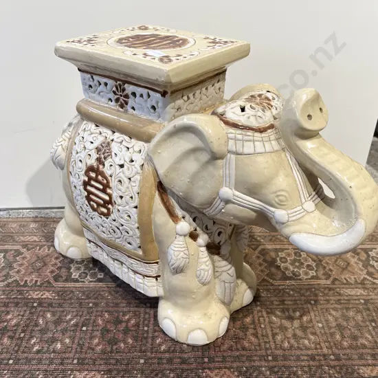 Elephant Form Ceramic Plant Stand