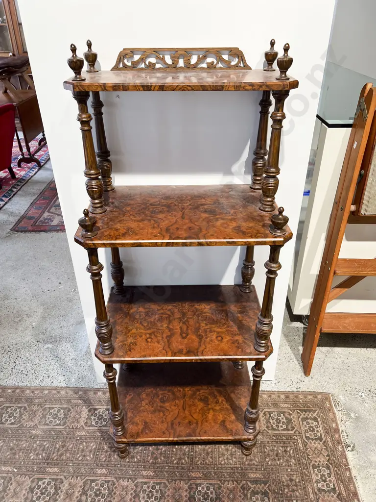 Burr Walnut Four Tier Whatnot Image 1++