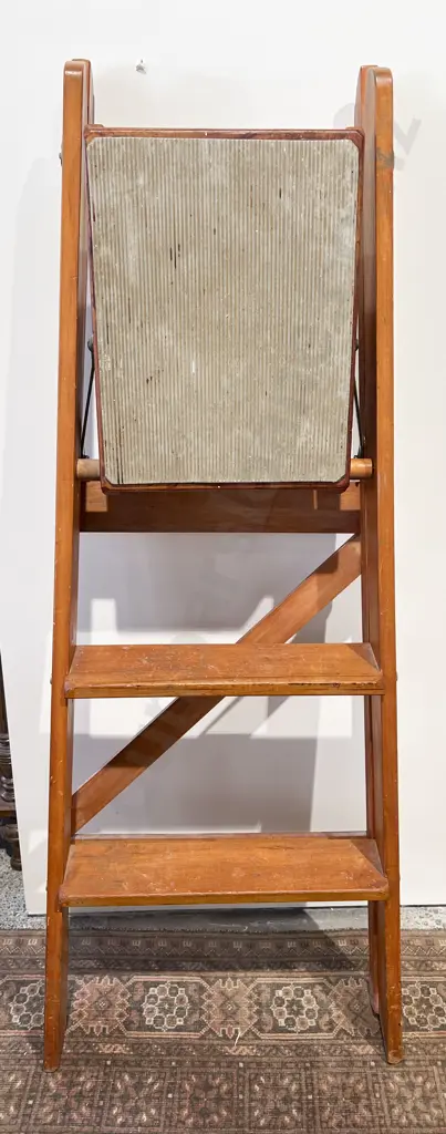 Vintage Wooden Platform Top Step Ladder Image 1++