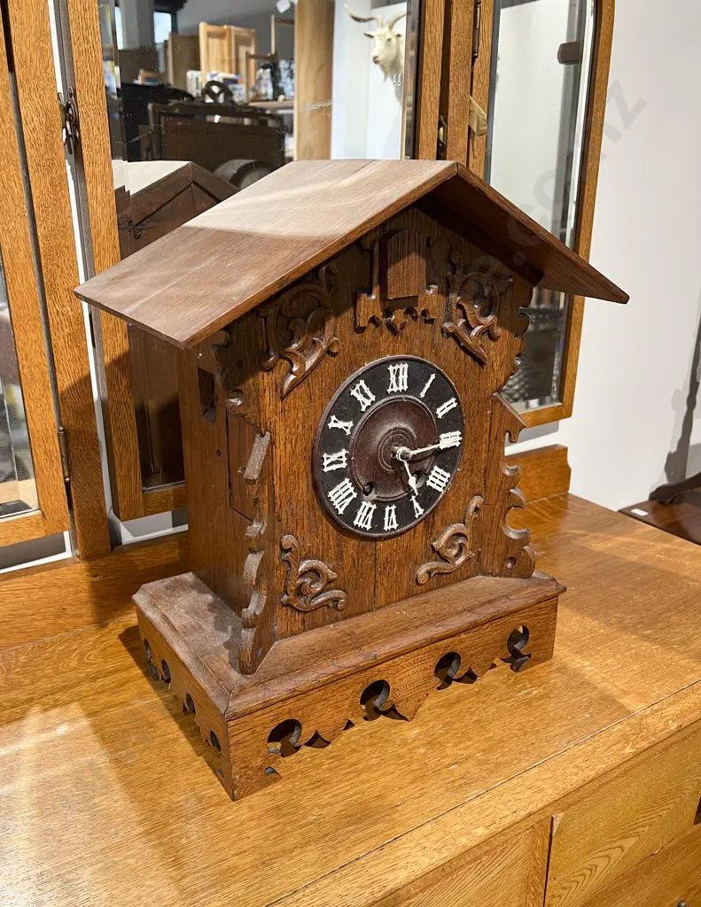 Oak Cased Mantel Cuckoo Clock Image 1++