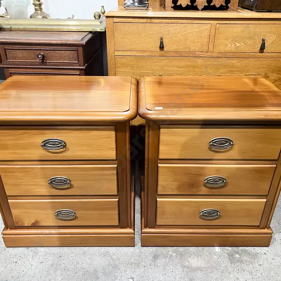Pair of Three Drawer Bedside Tables