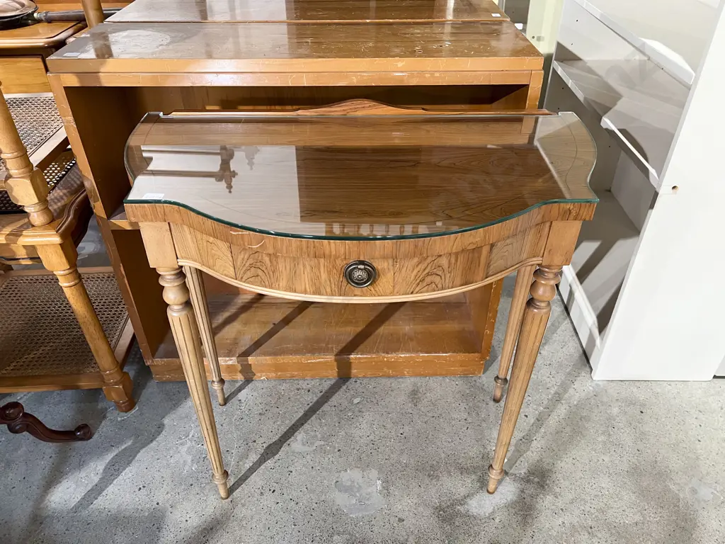 Single Drawer Hall Table with Glass Top Image 1++