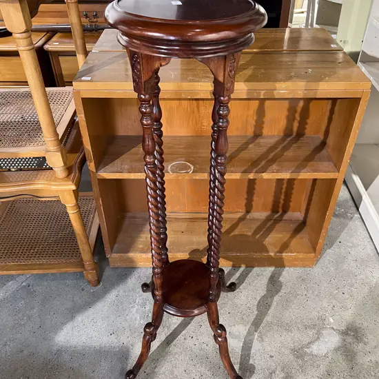 Mahogany Torchere with Four Pillar Barley Twist Supports