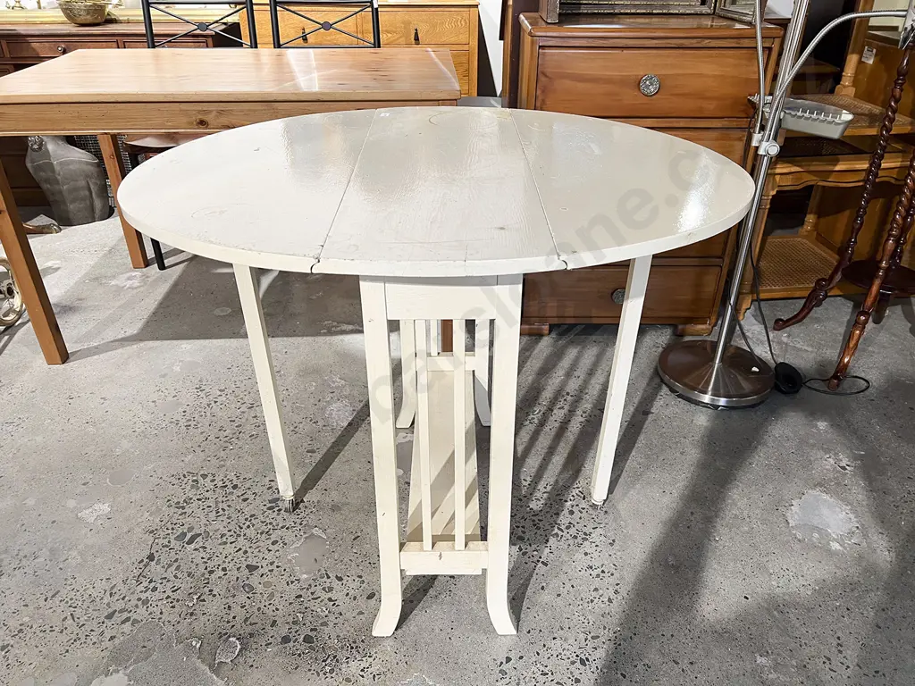 White Painted Oak Drop Side Table Image 1++