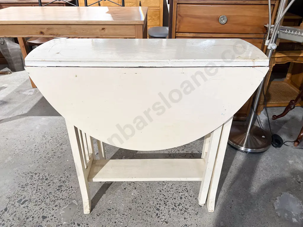 White Painted Oak Drop Side Table Image 1++