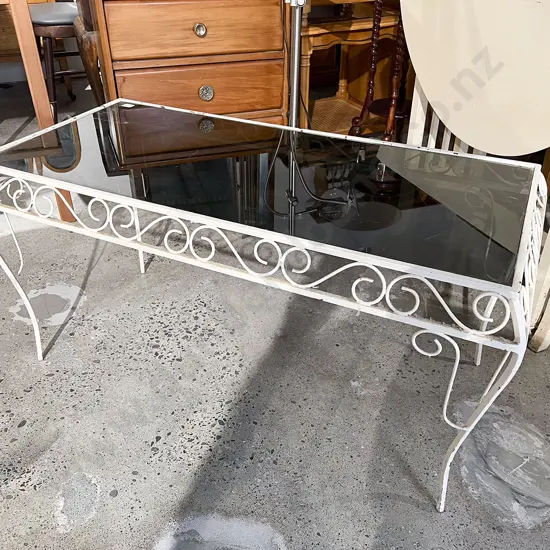 Wrought Metal & Glass Top Rectangular Coffee Table