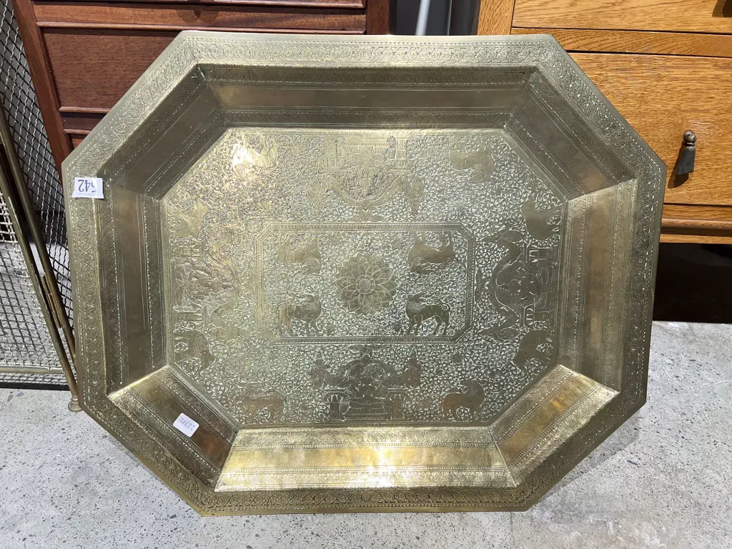 Large Indian Brass Tray Image 1++