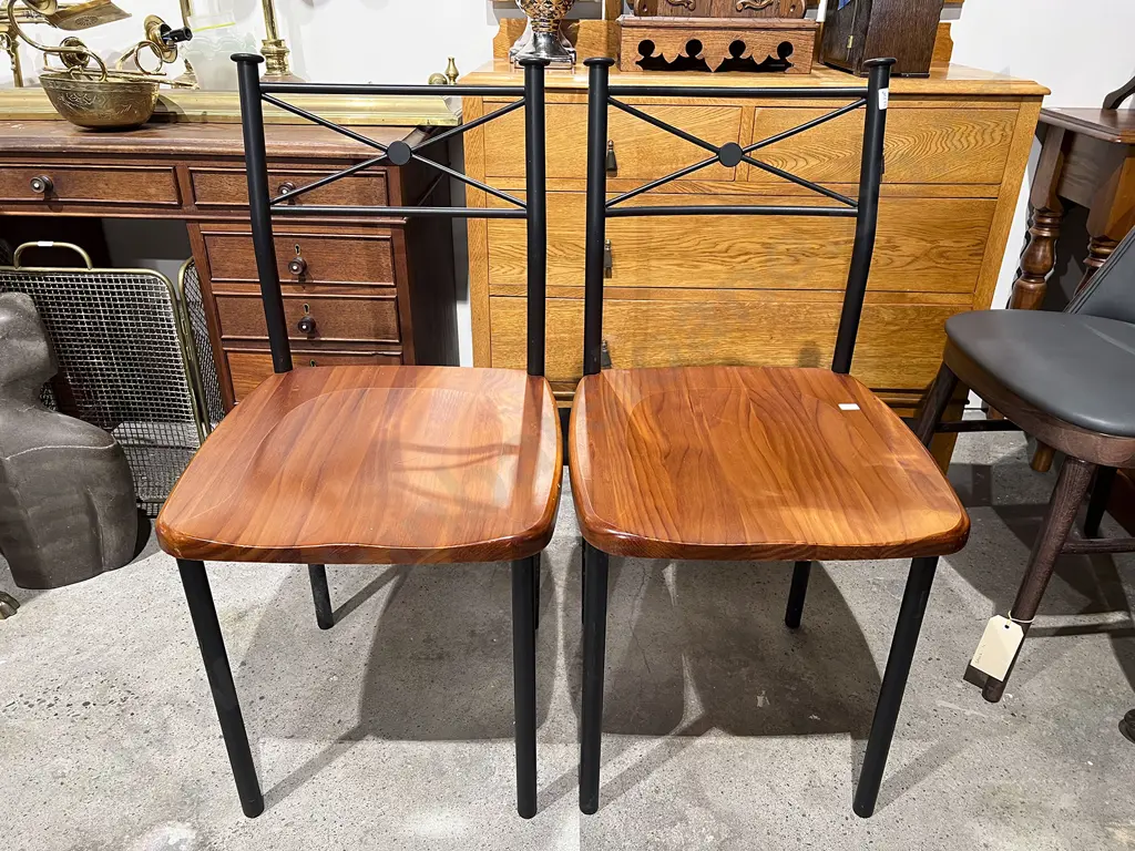 Pair of Wrought Metal Framed Dining Chairs Image 1++