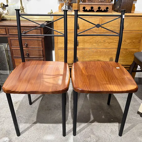 Pair of Wrought Metal Framed Dining Chairs