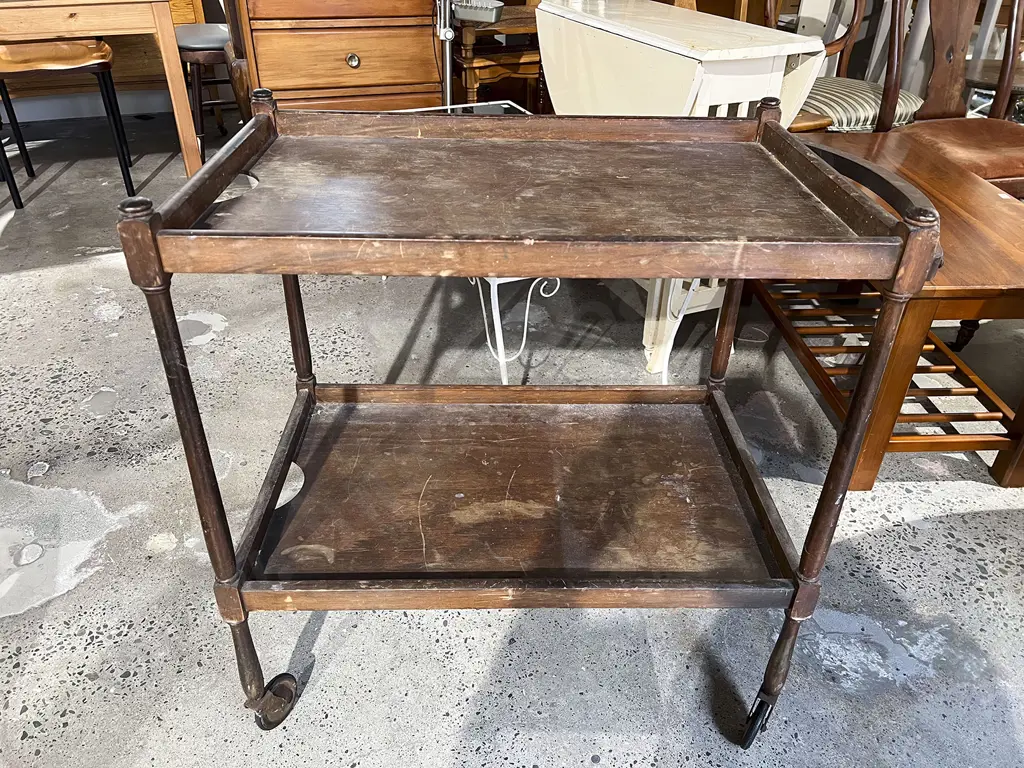 Oak Two Tier Tea Trolley Image 1++