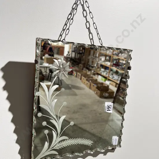 Small Bevelled & Etched Wall Mirror