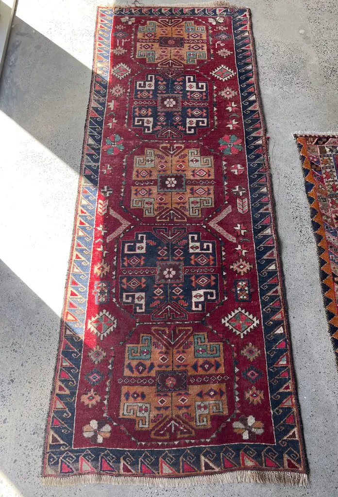 Persian Hall Runner with Single Row of Centralized Medallions Image 1++